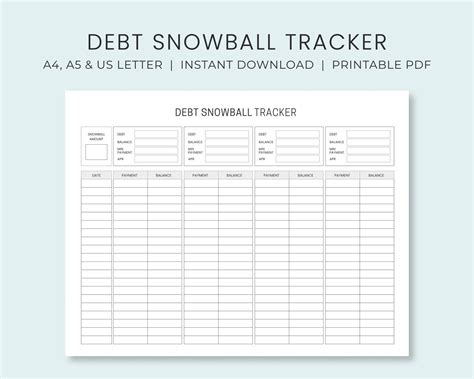 Debt Snowball Tracker Printable Debt Payment Worksheet Debt Payoff ...