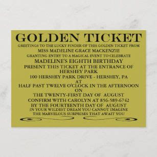 Golden Ticket Birthday Invitations & Invitation Templates | Zazzle | Ticket invitation birthday ...