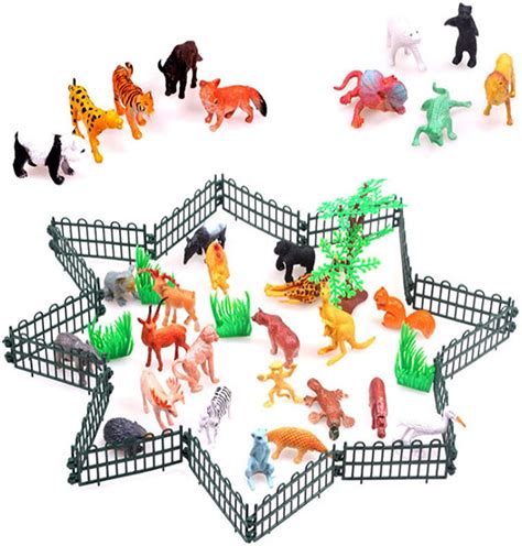 53 Pieces Animal Figures Toy Set, Plastic Mini Educational Jungle ...