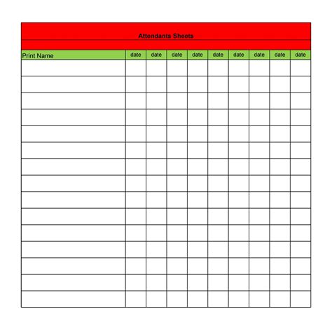 38 Free Printable Attendance Sheet Templates