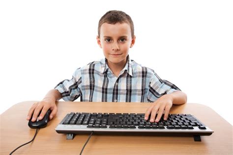 Kid Using Keyboard and Mouse Stock Image - Image of people, homework ...