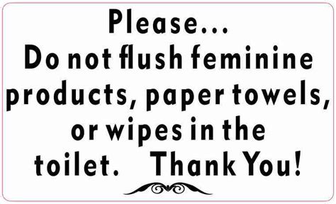 5in x 3in Do Not Flush Feminine Products Paper Towels or Wipes Magnet Sign