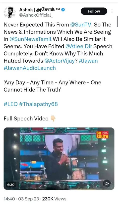 Atlee's Speech Praising Thalapathy Vijay At Jawan Event Gets Edited Out ...