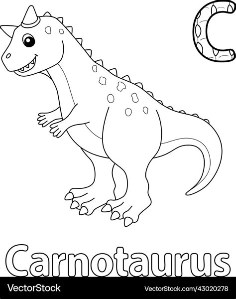 Carnotaurus alphabet dinosaur abc coloring page c Vector Image