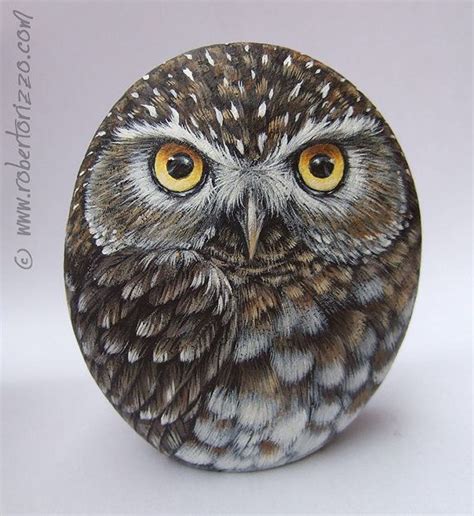 Original Hand Painted Little Owl Rock Painted Rocks Owls, Owl Rocks, Painted Rock Animals, Hand ...