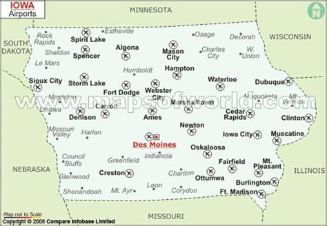 Buy Iowa Airports Map | Airport map, Iowa, Sioux city