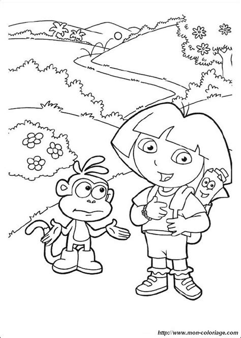 coloring Dora the explorer, page map backpack and dora