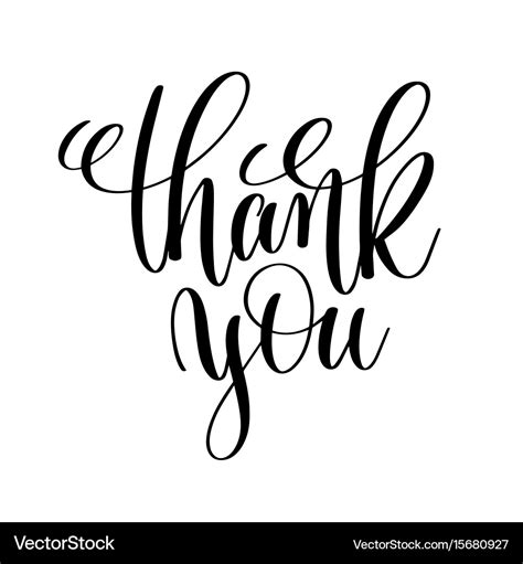 Thank you black and white handwritten lettering Vector Image