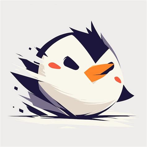 Premium Vector | A penguin sliding on ice cartoon style