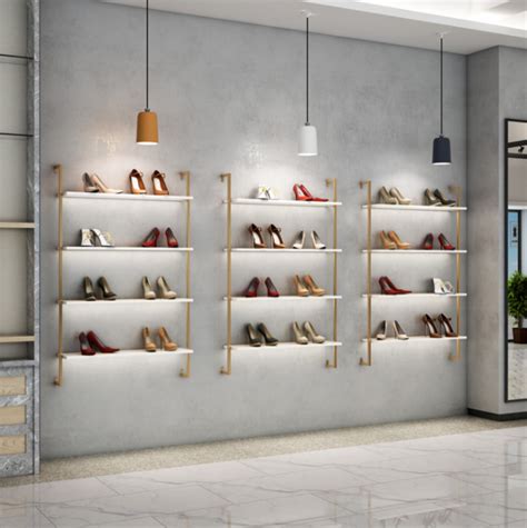 Beautiful Shoe Store Display Shelves / High Heel Shoe Rack Wall Mounted ...