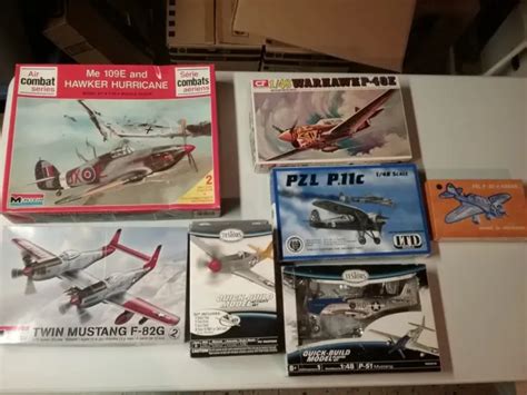 LOT OF 7 Monogram & various brands WW2 plastic aircraft model kits All ...