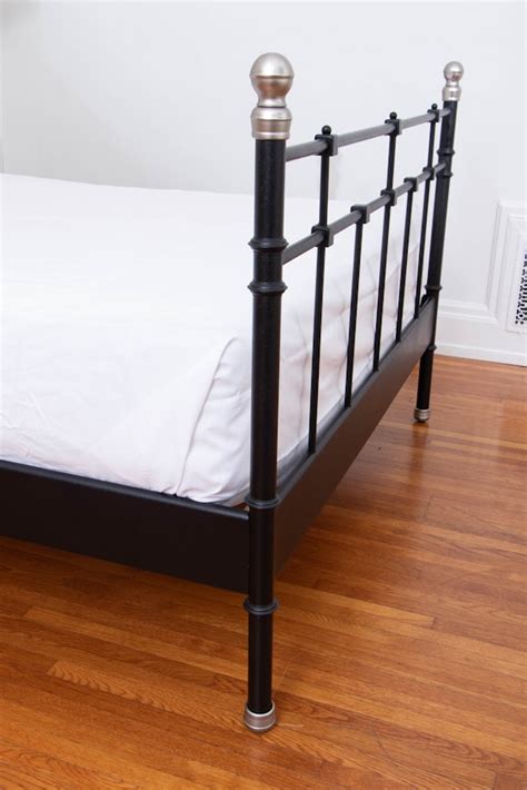 IKEA "Svelvik" Black Satinized Metal Full Bed Frame with Silver Tone ...