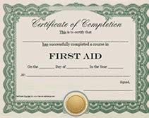 First Aid Certificate Printable Templates