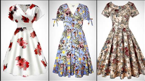 latest beautiful floral print midi dresses designs collection - YouTube