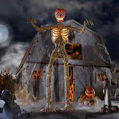 BRAND NEW 12ft Giant Inferno Animated Pumpkin Skeleton Scary Ghoul ...