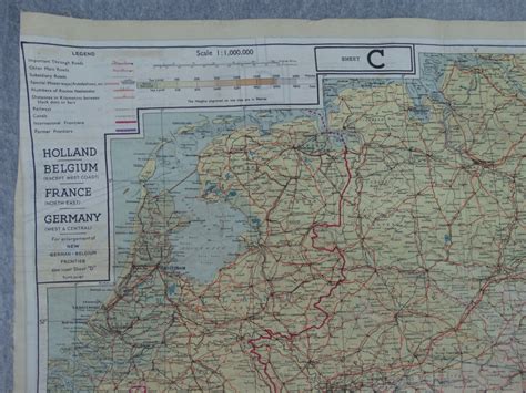 VIntage Silk Map of Northwestern Europe, WWII era – Early California ...