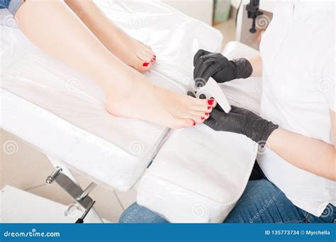 Master during a Pedicure. the Process of Professional Pedicures Stock ...