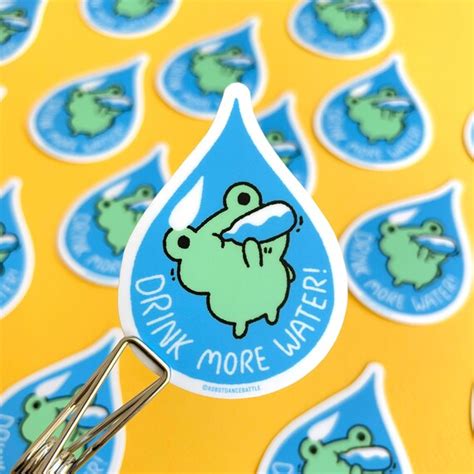 Drink More Water Frog Sticker Frog Laptop Stickers Cute Frog | Etsy