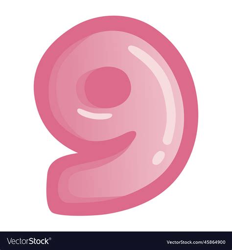 Number 9 nine pink bold alphabet icon Royalty Free Vector