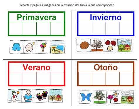 Fichas para aprender las estaciones del año