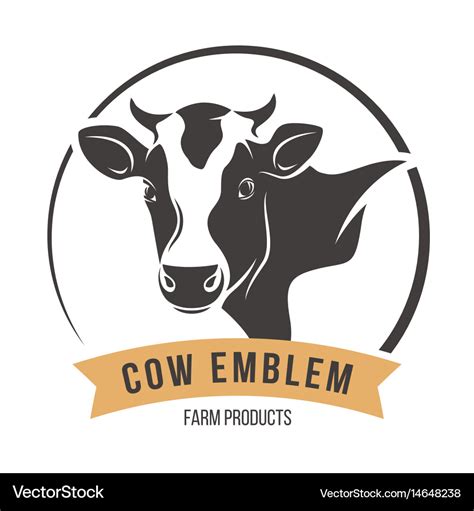 Cow head silhouette emblem label Royalty Free Vector Image