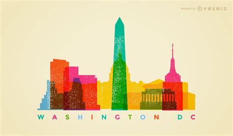 Colorful Washington DC Skyline Vector Download