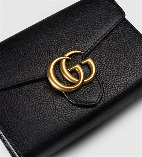 Lyst - Gucci Gg Marmont Leather Chain Wallet in Black