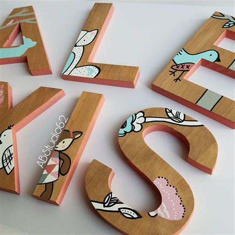 Wooden Letters for Nursery Woodland Nursery Decor Hand - Etsy