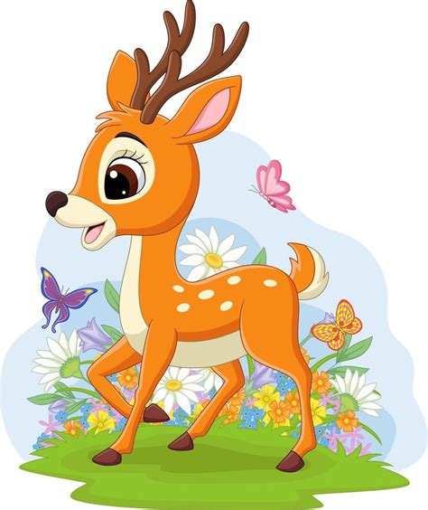 Cute baby deer in the grass 5162094 Vector Art at Vecteezy