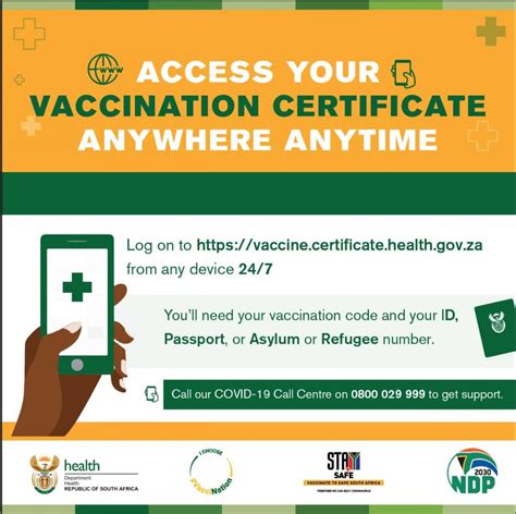 Covid-19 Coronavirus Vaccination Certificate | South African Government