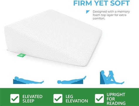 Bed Wedge Pillow with Memory Foam Top by Cushy Form Best for Sleeping Reading Rest or Elevation ...