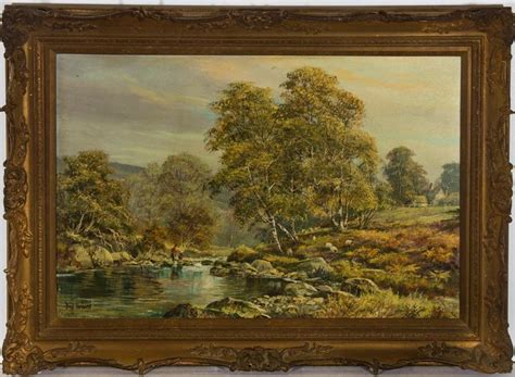 Don Vaughan - Don Vaughan (b.1916) - Signed and Framed 20th Century Oil, Fishing Riverscape at ...