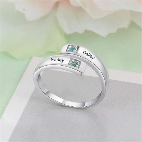 Engraved Birthstone Ring | Free Customization - OurCoordinates