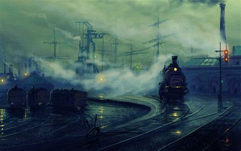 artwork, Lionel Walden, Dock, Train, Painting, Steam Locomotive Wallpapers HD / Desktop and ...