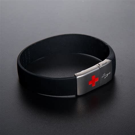 USB Medic Alert!! EPIC-id // Black | Medic alert bracelets, Medical bracelet, Womens bracelets