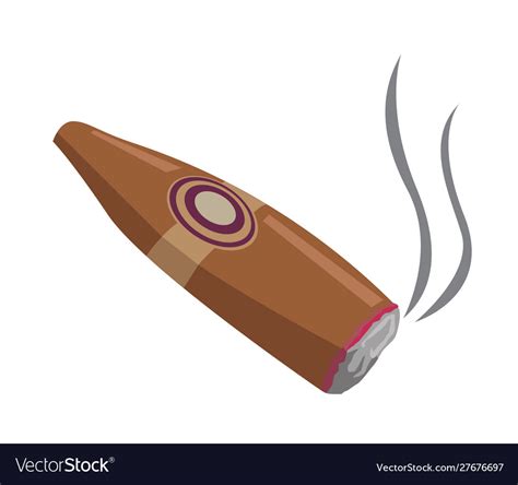 Cartoon lit cigar with smoke Royalty Free Vector Image