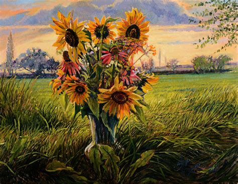 Sunflower Sunset Painting by Steve Spencer - Fine Art America