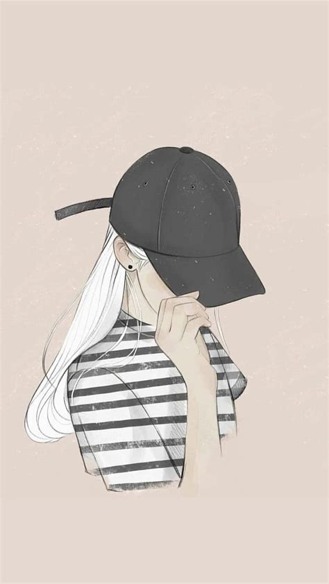 Attitude Girl, Black Cap, cartoon art, HD phone wallpaper | Peakpx