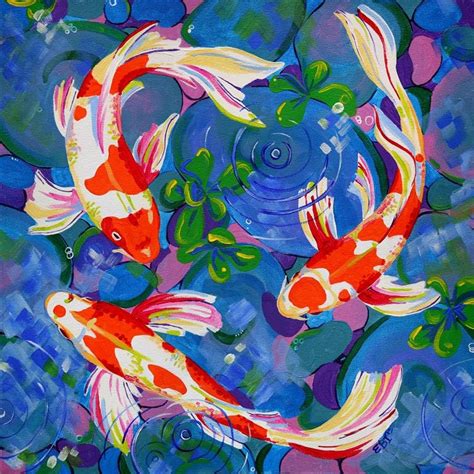 Koi Fish Art Print Brightly colored wall decor Koi Fish home | Etsy