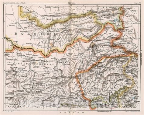 Historic Map : Section I. Kafiristan. Plate 22, 1893, Vintage Wall Dec ...