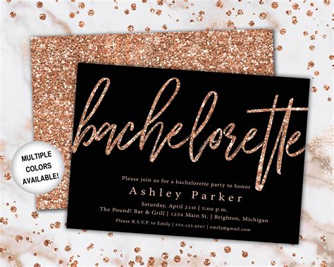 Rose Gold Glitter Bachelorette Party Invitation Bachelorette - Etsy