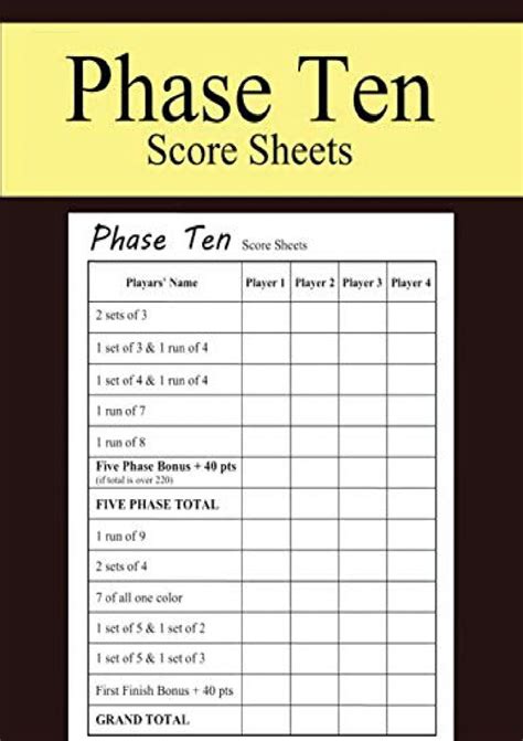 PDF} Phase Ten Score Sheets: Phase 10 Dice Game, Phase 10 Score Pad ...