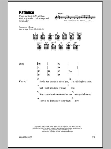 Patience by Guns N' Roses - Guitar Chords/Lyrics - Guitar Instructor