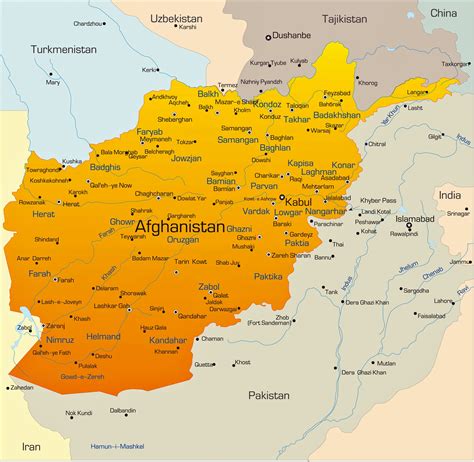 Cities map of Afghanistan - OrangeSmile.com