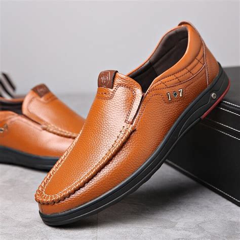 Invomall Men's Casual Soft Sole Leather Shoes