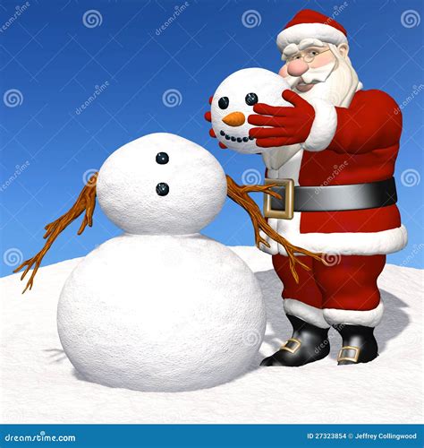 Santa Making a Snowman stock illustration. Image of happy - 27323854