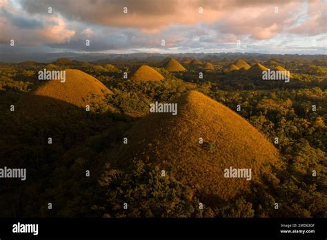 An aerial view of the Chocolate Hills in Carmen, Bohol, Philippines ...