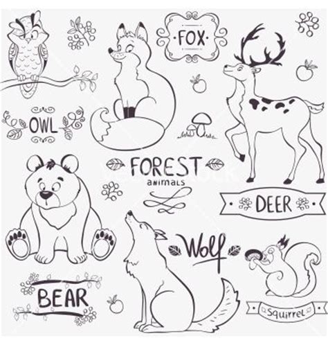 Forest animals silhouette vector by Julija on VectorStock® | Forest ...