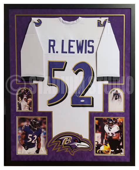 Ray Lewis Autographed Framed Ravens White Jersey - The Stadium Studio