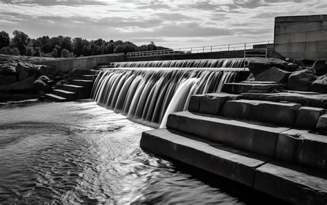 Premium AI Image | A black and white photo of a waterfall